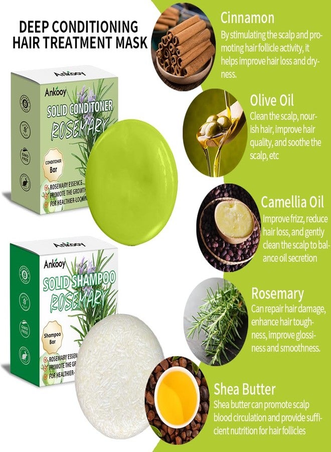 ANKOOY 2 Pack Rosemary Oil Shampoo Bars and Conditioner Set,Bar Shampoo and Conditioner for Men and Women, Strengthens Hair, Thickens Strands, Controls Oil, Supports Scalp Health, Reduces Hair Loss - Image 2
